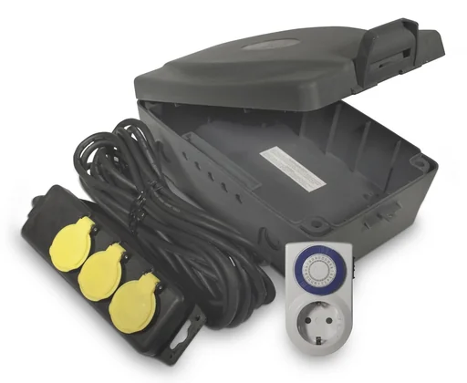 "Outdoor electrical box XXL with power strip and timer image"