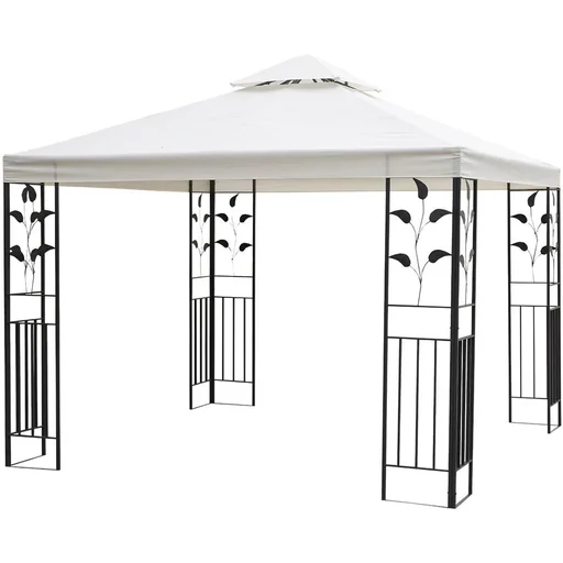 "Garden gazebo with leaf design gazebo 2.95 x 2.95 m steel frame double roof breathable party tent marquee polyester image"