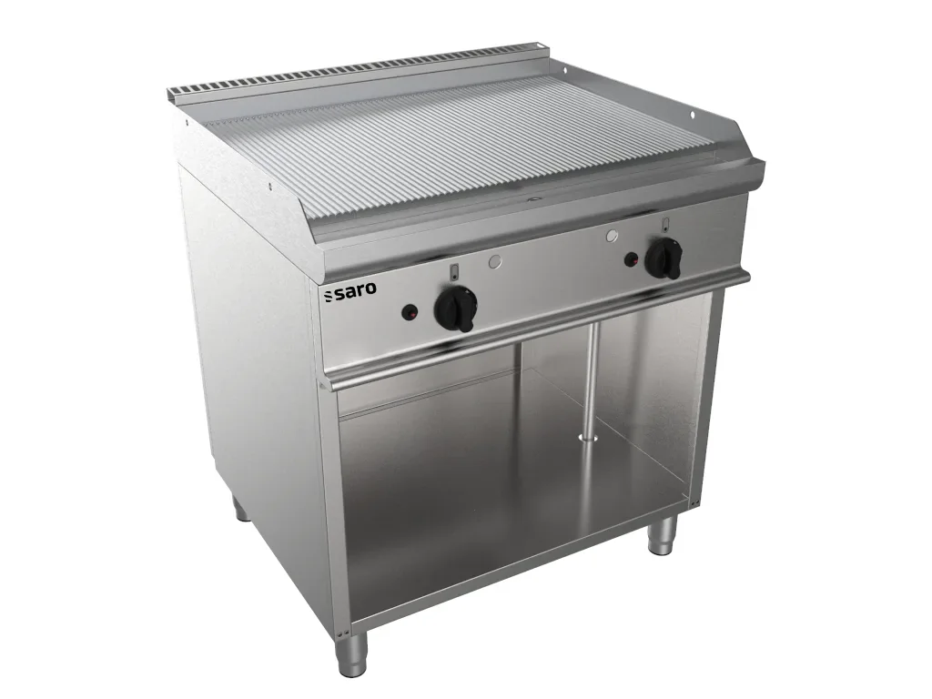 Saro Gas grillplaat, gas bakplaat met open bodem - Model E7/KTG2BAR, Professioneel, roestvrij staal