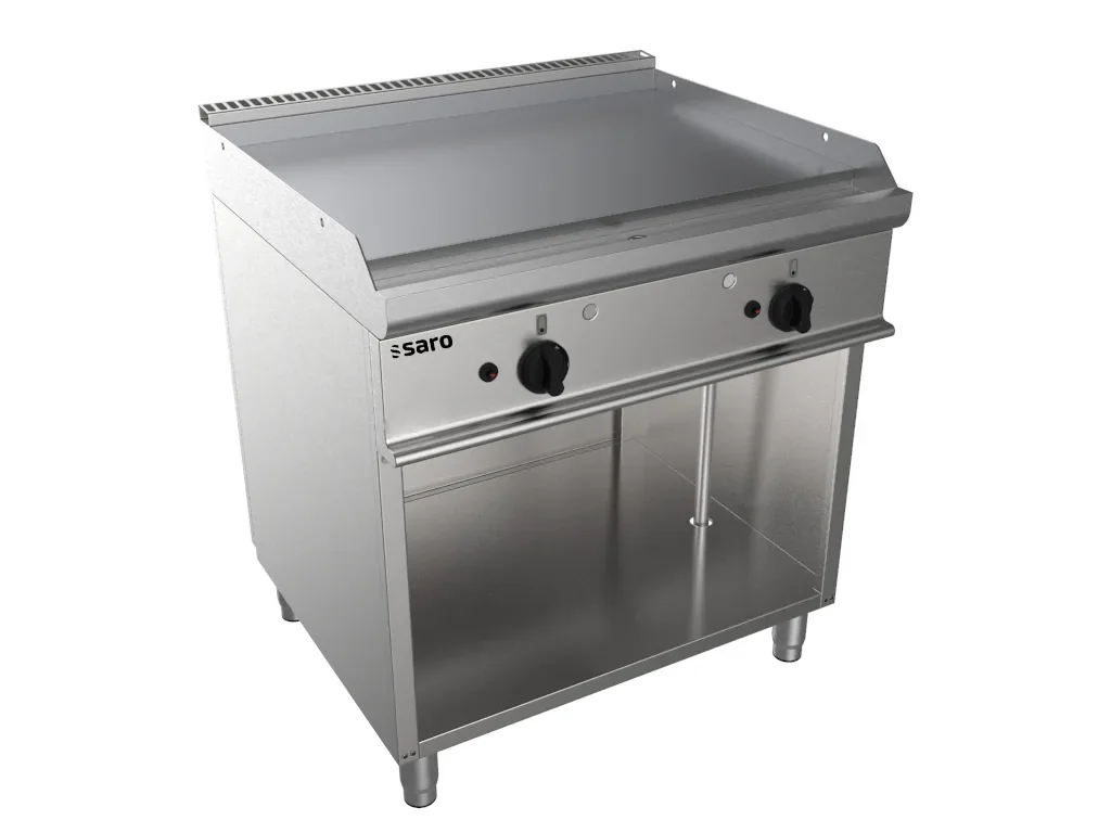 Saro Gas grillplaat, gas bakplaat met open bodem - Model E7/KTG2BAL, Professioneel, roestvrij staal
