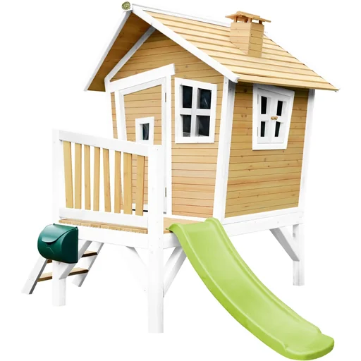 "Robin Playhouse Brown/White - Lime Green Slide image"
