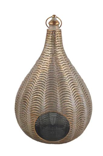 "Oriental lantern made of metal in gold image"