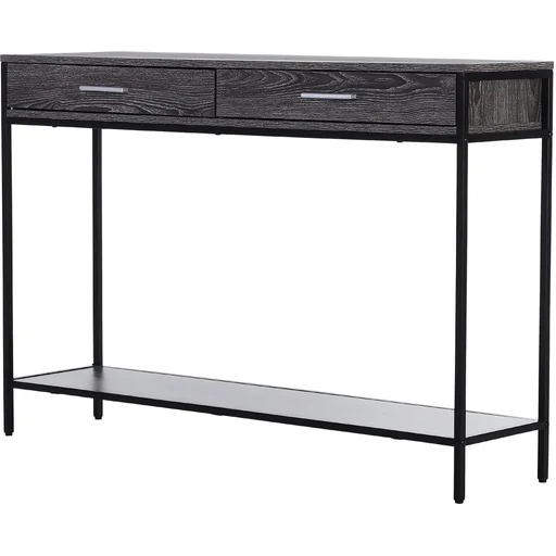 "Console table with 2 drawers grey/black image"