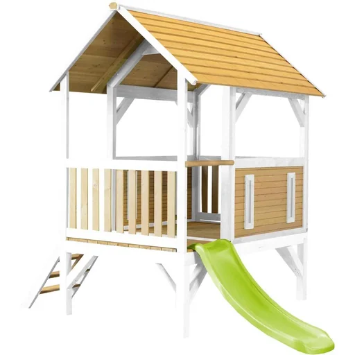 "Akela Playhouse Brown/White - Lime Green Slide image"
