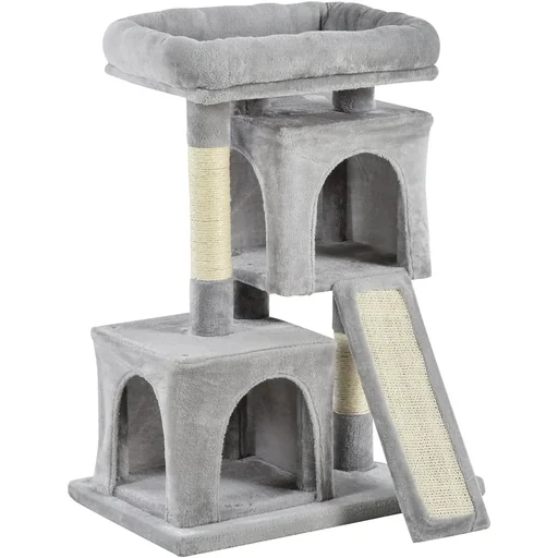 "Scratching post with cozy caves image"