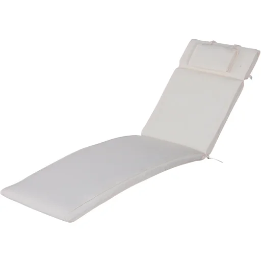 "Lounger cushion, garden lounger with removable headrest, cream-white cover, 198 x 53 x 5 cm image"