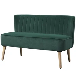 2-zits stoffen bank gestoffeerde bank zitmeubel loungebank hout fluweelachtig polyester schuim donkergroen 117 x 56,5 x 77 cm