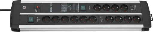 "Premium-Protect-Line Duo 14-way power strip, surge protection 120,000A, USB 3.1A, 3m cable image"