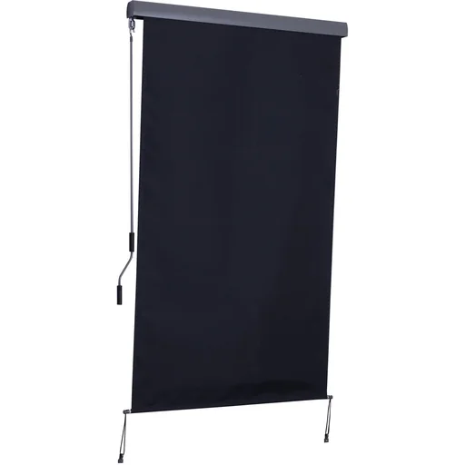 "Side awning wind protection privacy screen with hand crank polyester + aluminum gray 120 x 200 cm image"