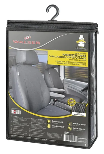 "Custom fit seat covers for Mercedes Vito W638 + W639 and Viano W638 + W639 made of fabric from 06/2003 to 05/2014 image"