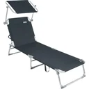 Deck chair 'Ibiza' with sliding roof, aluminum grey, 190 x 59 x 29 cm