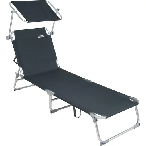 "Deck chair 'Ibiza' with sliding roof, aluminum grey, 190 x 59 x 29 cm image"