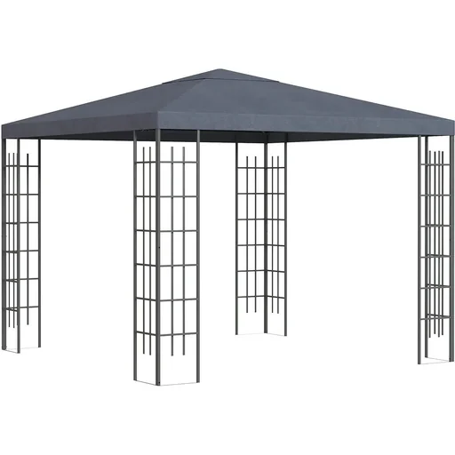 "Garden gazebo 3 x 3 m gazebo garden tent party tent with LED lights steel polyester grey image"