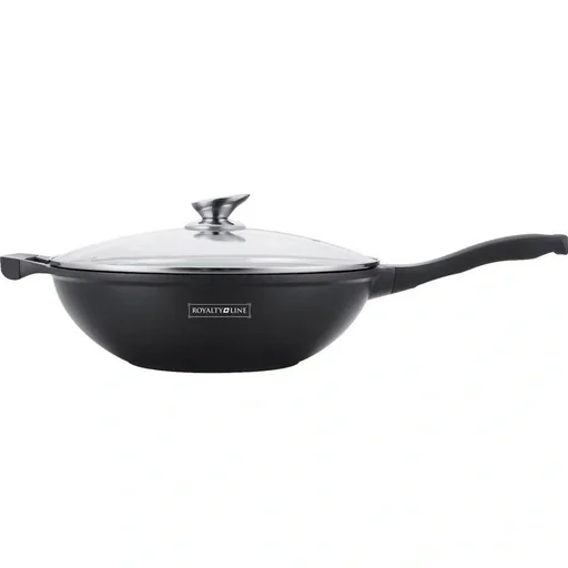 "Wok pan with glass lid 30cm image"