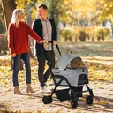 2-in-1 dog buggy transport bag cat buggy with universal wheel removable cover Oxford grey + black 76.5 x 48 x 99 cm