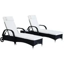 Rattan sun loungers with table grey