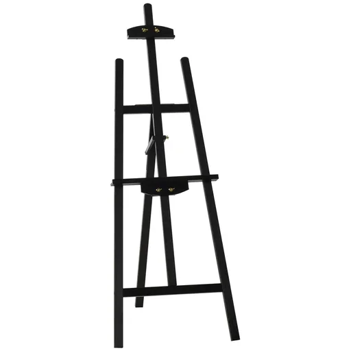 "Easel Stretcher Frame Studio Easel 90° Adjustable with Holder Pinewood Black 51.5 x 71.5 x 134.5 cm image"