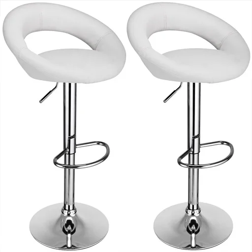 "Set of 2 bar stools with metal frame - white image"