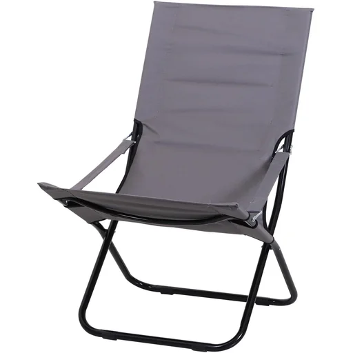 "Folding chair, camping chair, garden chair, upholstered chair, beach chair, balcony chair, foldable, gray, 86 x 61 x 94 cm image"