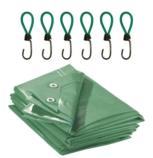 "Value set tarpaulin, PE, 4 x 6 m + rubber tensioners, 6 pieces image"