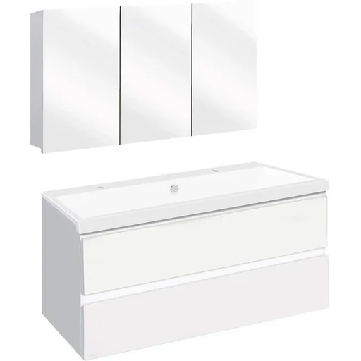 "Concept bathroom furniture with mirror cabinet 100cm - White/White image"