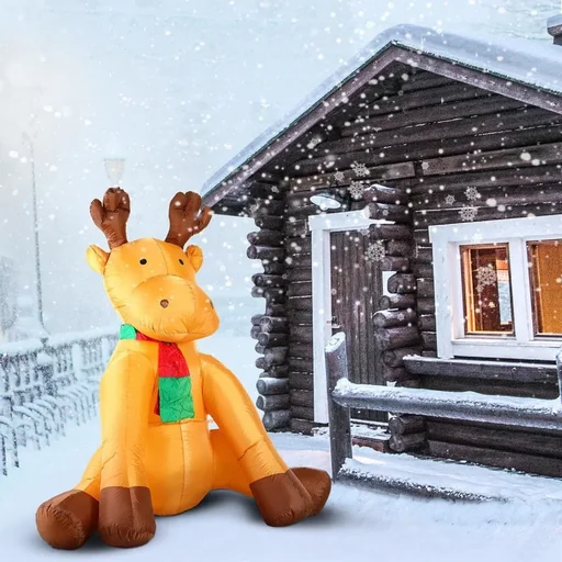 "Reindeer self-inflating XL 180CM including 6 LED lights image"