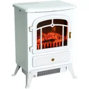Electric fireplace stove flame effect metal glass white L42 x W28 x H55 cm