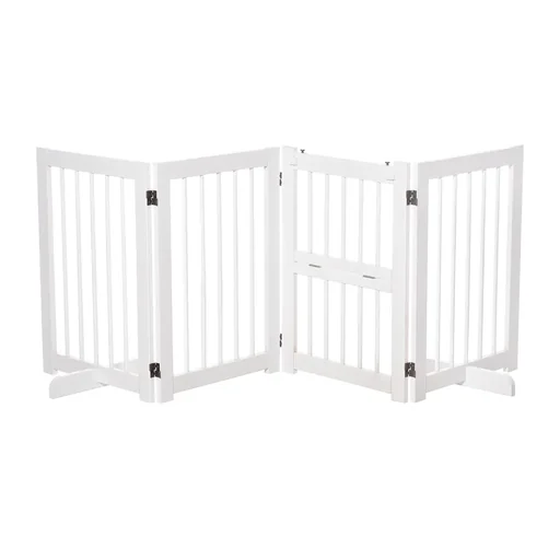 "Dog barrier gate door safety gate protective gate configuration gate foldable with 4 pieces pine wood white 215 x 38 x image"