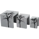 Set of 3 side tables, coffee table, wooden table, lacquered, curved