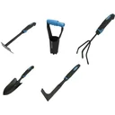 12-piece garden tool set with shovel, rake, weed pusher, bulb planter and cultivator