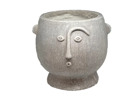 "Magnesia planter with face image"