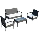 Polyrattan seating group as a 7-piece set