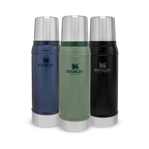 "Classic vacuum bottle 0.75 l, matt black, double-walled vacuum insulation, drinking cup image"