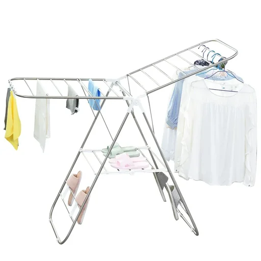 "Foldable clothes rack silver/white image"