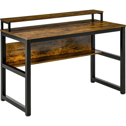 "Desk computer table with storage PC table office table industrial style metal rustic brown 120 x 60 x 85 cm image"
