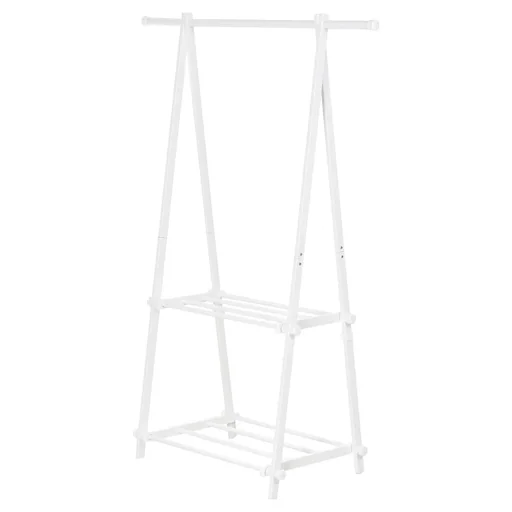 "Coat rack with shoe rack, white image"