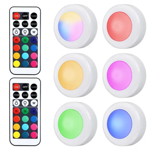 "LED Lamp Set of 6 Cupboard Bunt mit Fernbedienung image"