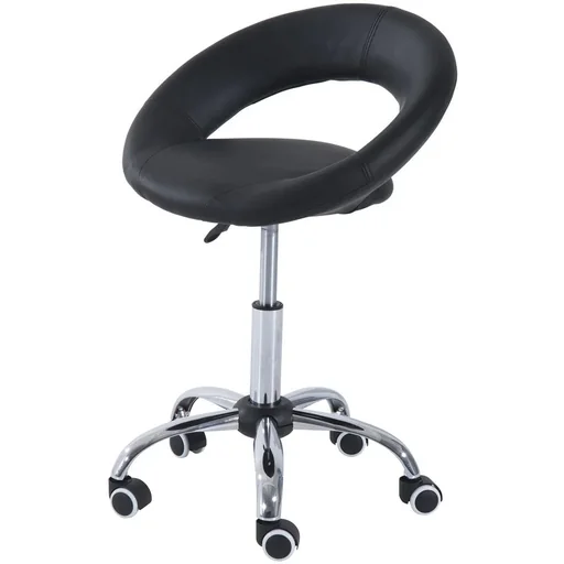 "Height-adjustable rolling stool, black image"
