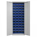 Shelving unit with door, 11 shelves, 48 ​​storage bins size 3 blue