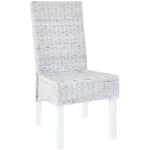 "Dining chairs 2pcs kubu rattan and mango wood grey image"