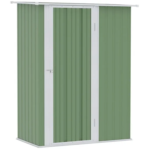 "Garden shed with door, outdoor steel, green, 142 x 84 x 189 cm image"
