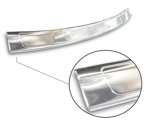"Stainless steel loading sill protection, Ford EDGE II FL2018>, original equipment manufacturer quality with soft, brushed, deburred edge image"