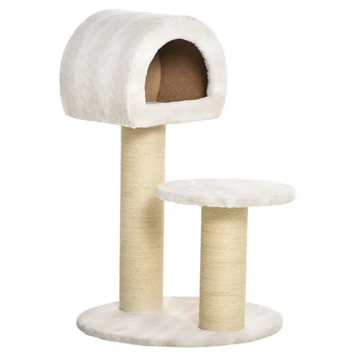 "Cat scratching post cat toy climbing tree sisal upholstery lying area with ball chipboard velvety polyester sisal Be image"