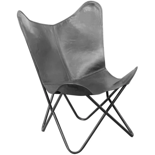 "Butterfly chair genuine leather black image"