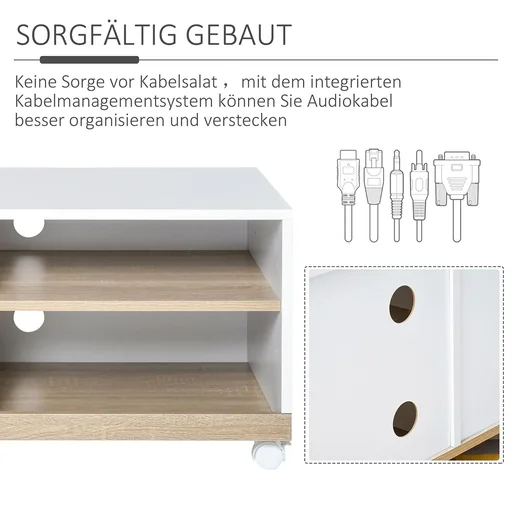 "TV cabinet TV stand with 2 wheels chipboard, white, 80 x 45 x 39.5 cm image"
