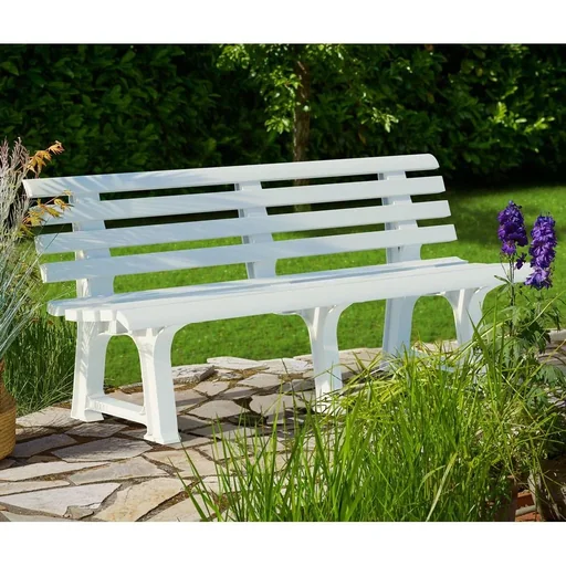 "Garden bench 145x49x74 cm - White - 3 people image"