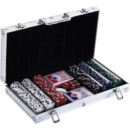 "Poker case with 300 chips silver image"