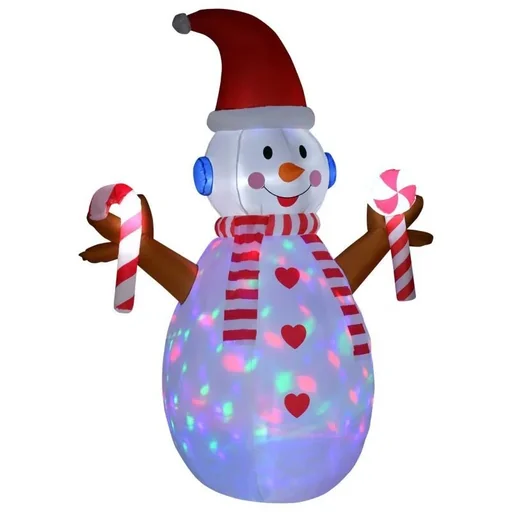 "2.4 m inflatable snowman with rotating lighting Christmas decoration image"