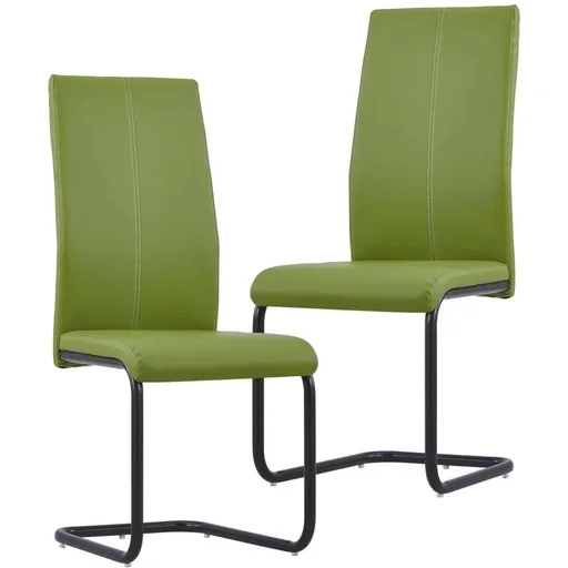 "Dining room chairs 2 pcs faux leather green image"