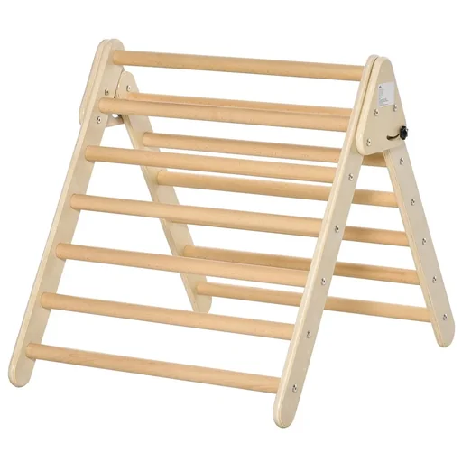 "Climbing triangle made of wood, foldable climbing triangle for children and babies 3-6 years, indoor rung triangle, natural 85.4 x 69.5 image"